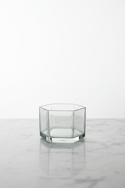 Hexagon glass jar for candle making — modern geometric container