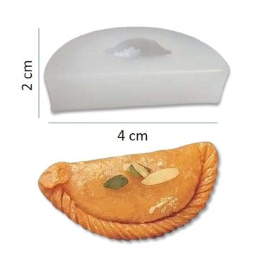 Gujiya silicone mould — Indian sweet shape for novelty candles and festive crafts