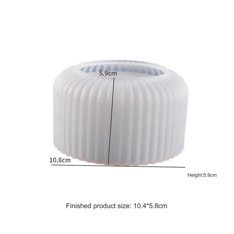 Ribbed candle holder silicone mold — cylindrical fluted soap and wax casting mould