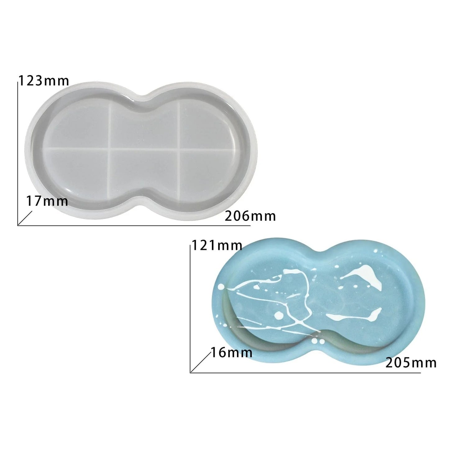 Bloom Creations double heart silicone resin coaster mold set for DIY craft projects