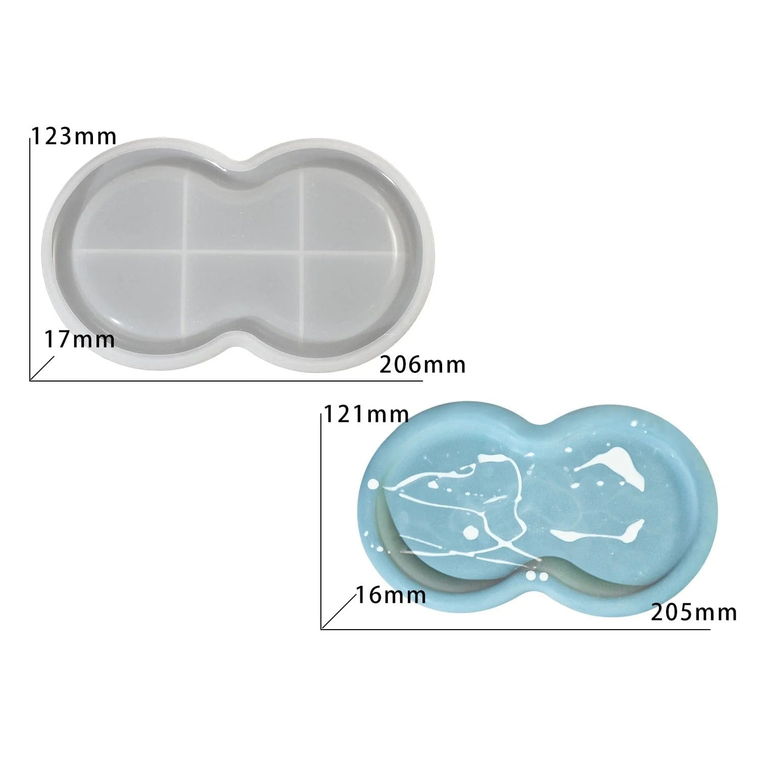 Bloom Creations double heart silicone resin coaster mold set for DIY craft projects
