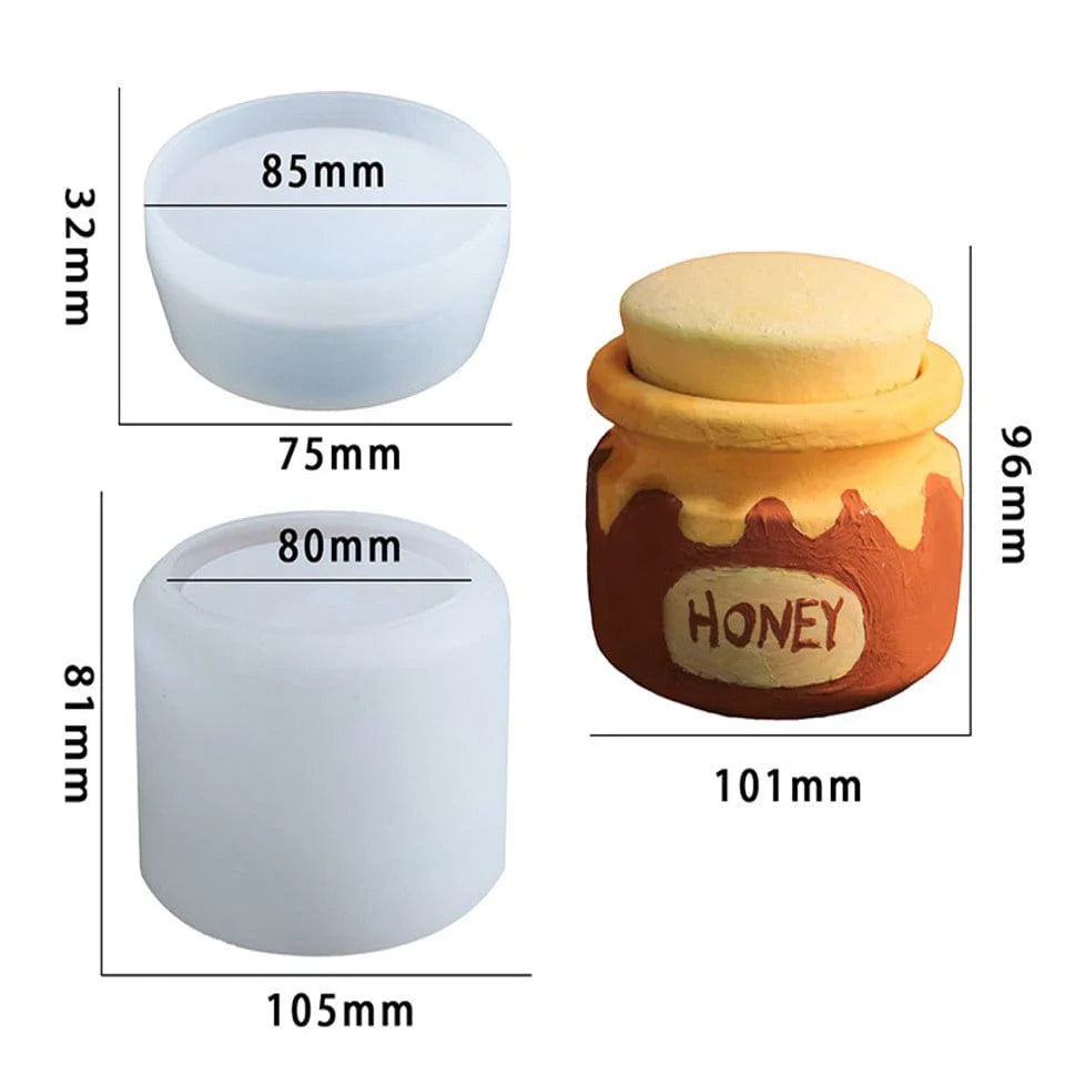 Honey pot jar silicone mold for resin art, candle making, and DIY storage containers