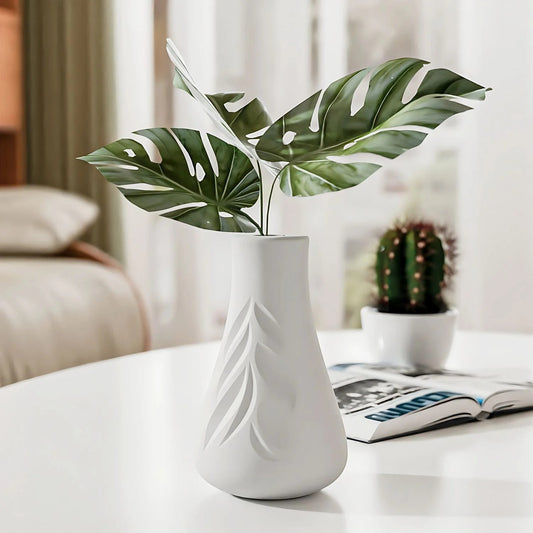 Leaf Pattern Flower Vase Silicone Mold 13cm — Resin Cement Plaster Jesmonite | Bloom Creations India