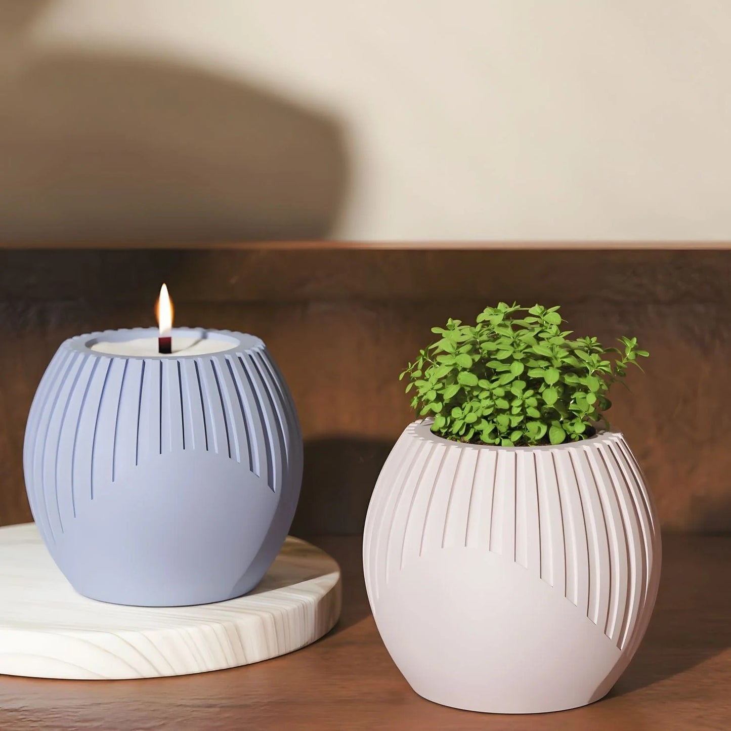 Bloom Creations Ceramic Flower Vase for Home Decor, Modern Design Tabletop Container, Living Room & Office Decoration, White & Light Blue - Gift Option
