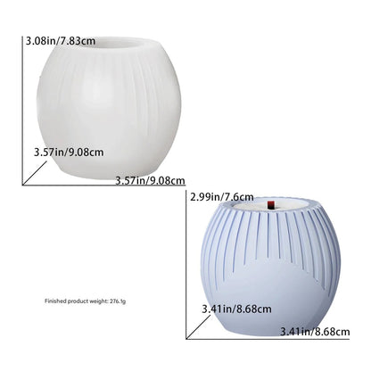 Bloom Creations Ceramic Flower Vase for Home Decor, Modern Design Tabletop Container, Living Room & Office Decoration, White & Light Blue - Gift Option