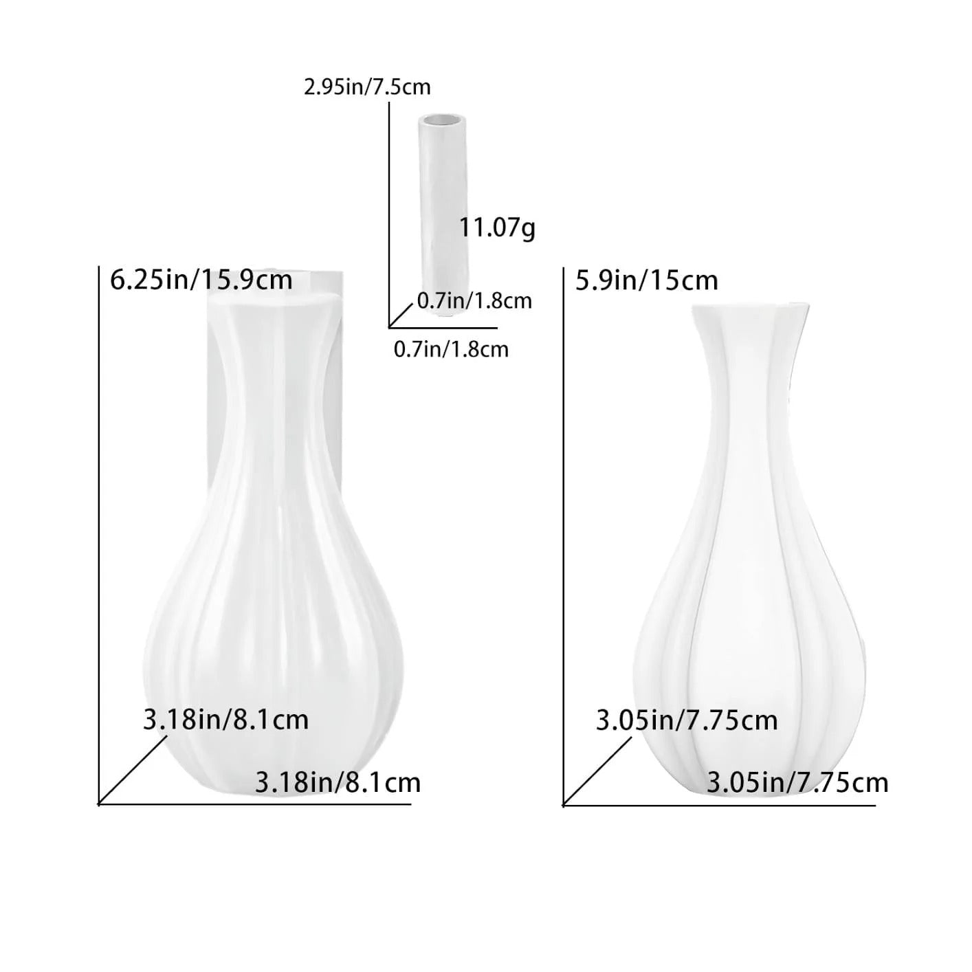 Fluted Tall Flower Vase Silicone Mold — finished vase | Bloom Creations India