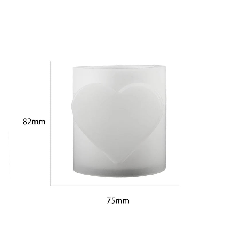 Heart Embossed Cylinder Candle Jar Silicone Mould