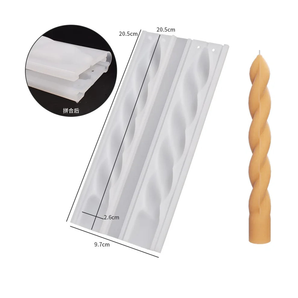 Spiral Taper Candle Silicone Mould — 4 Twisted Ribbed Styles (Style 03/04/05/07)